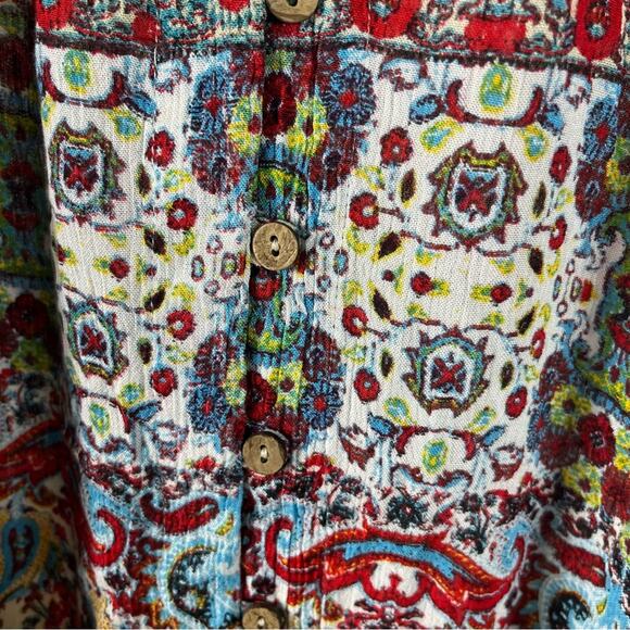 Raga Revolve Riviera Vibe Maxi Halter Dress Patchwork Paisley Boho Cottage Large - Picture 8 of 15